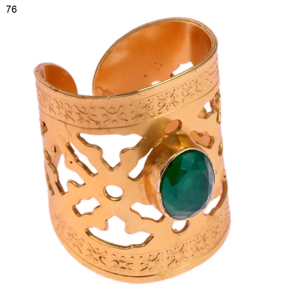 Emerald Gold Plated Cuff Ring