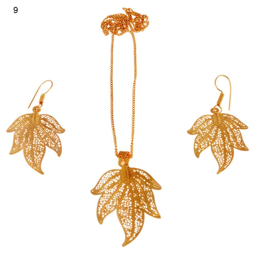 Gold Plated Maple Leaf Necklace Set