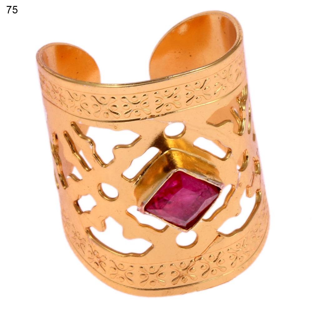 Ruby Gold Plated Cuff Ring